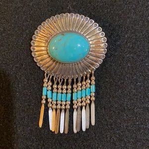 Carolyn Pollack Sterling Concho Fringe Pendant/Pin